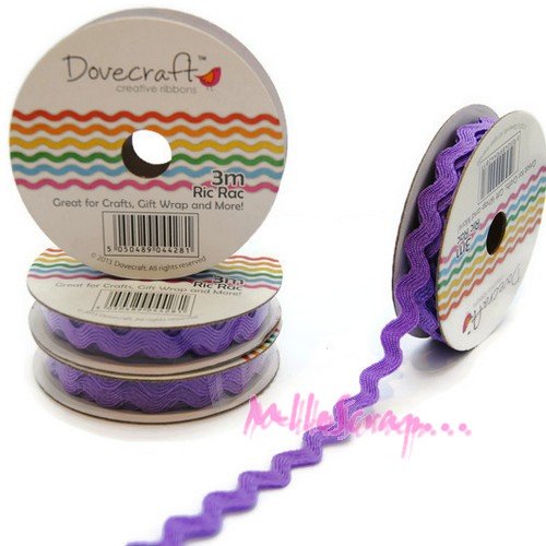 Ruban tissu ric rac violet - 3 mètres