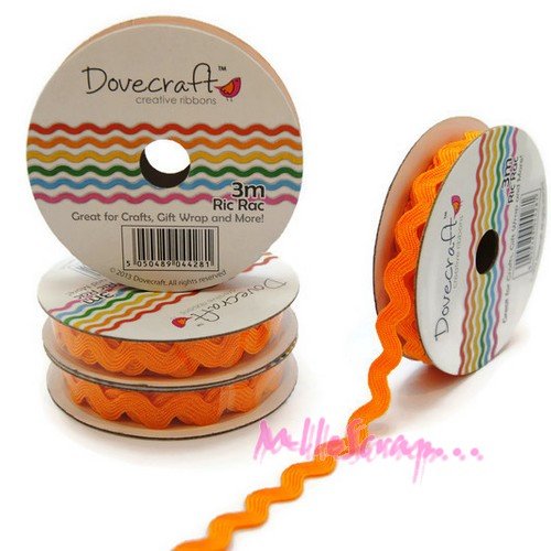 Ruban tissu ric rac orange - 3 mètres