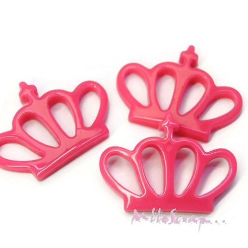 Couronnes rose foncé résine embellissement scrapbooking carte - 3 pièces