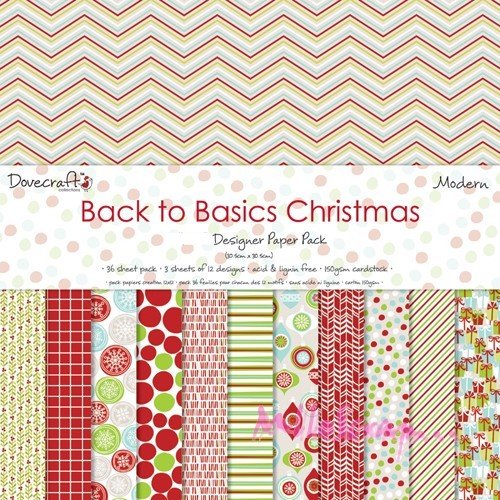 Papiers imprimés "back to basic christmas modern" 15 x 15 cm scrapbooking, carterie - 24 feuilles