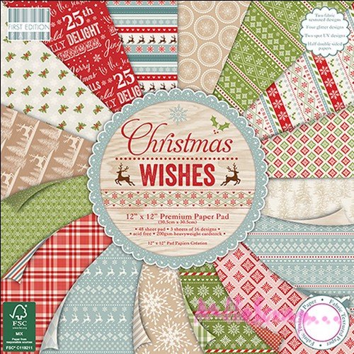 Papiers imprimés 20.3 x 20.3 cm "christmas wishes" noël papiers scrapbooking, carterie - 16 feuilles
