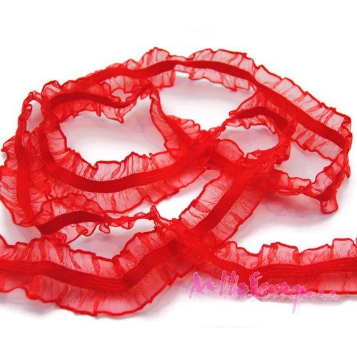 *1 m ruban élastique organza froufrou dentelle rouge scrapbooking carte.*