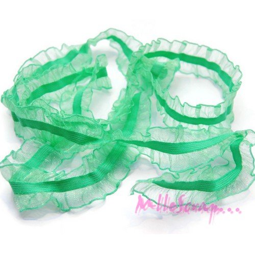 *1 m ruban élastique organza froufrou dentelle vert scrapbooking carte.*