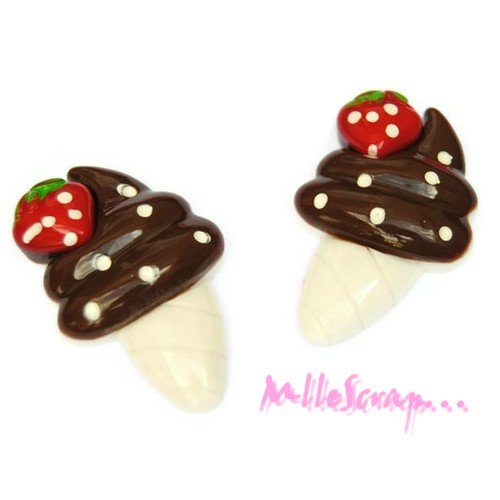 Cabochons grandes glaces résine embellissement scrapbooking carterie - 2 pièces