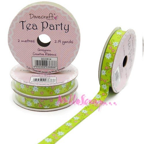 Ruban imprimé petites fleurs tissu multicolore couture scrapbooking carterie - 2 mètres