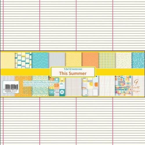 Papiers imprimés "this summer" 30 x 30 cm scrapbooking carterie - 9 feuilles recto-verso