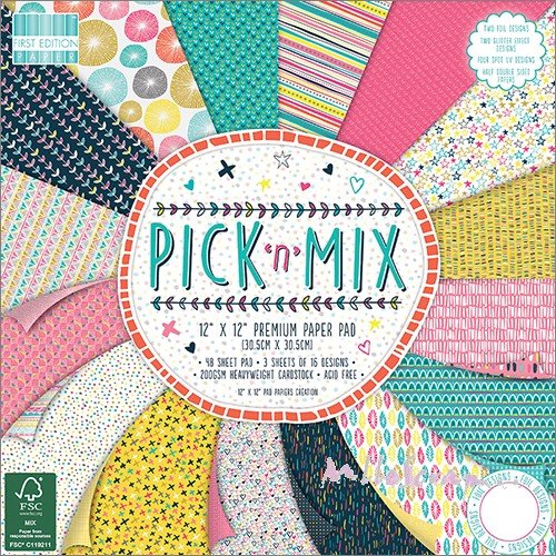 Papiers imprimés 30.5 x 30.5 cm "pick'n'mix" papiers scrapbooking - 16 feuilles