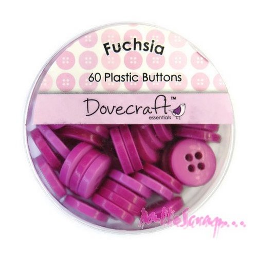 Boutons "fuchsia" dovecraft embellissement scrapbooking - 60 pièces