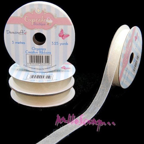 Ruban tissu organza blanc - 3 mètres