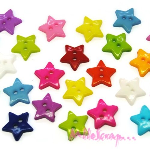 Boutons étoiles plastique 10 mm embellissement scrapbooking carte couture - 20 pièces