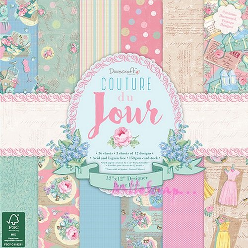 Papiers imprimés "couture du jour" dovecraft 30 x 30 cm papier scrapbooking carterie - 12 pièces