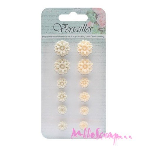 Fleurs autocollantes résine embellissement scrapbooking carterie décorations - 12 pièces