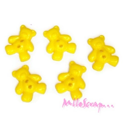 *boutons oursons plastique jaune clair embellissement scrapbooking carterie couture - 5 pièces