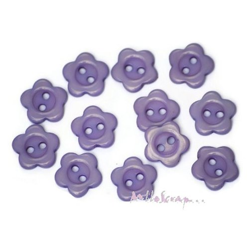 Boutons fleurs violet plastique embellissement scrapbooking carterie couture - 10 pièces