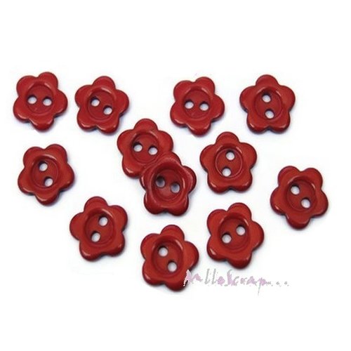 Boutons fleurs rouge plastique embellissement scrapbooking carterie couture - 10 pièces