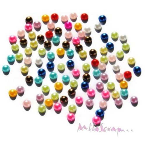 Mini demi-perles rondes à coller 4 mm scrapbooking carterie embellissement décoration - 50 pièces