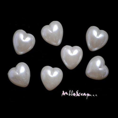 Demi perles cœurs 10 mm à coller embellissement scrapbooking carterie décoration - 20 pièces
