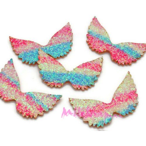 Appliques ailes tissu multicolore embellissement scrapbooking carterie décoration - 5 pièces