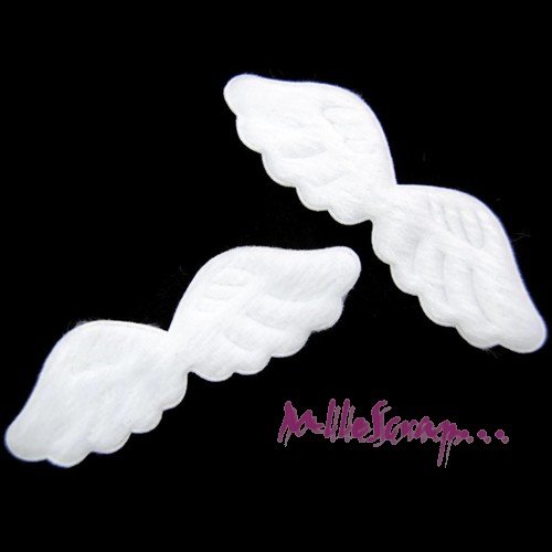 Grandes ailes tissu aspect cotonneux embellissement scrapbooking carterie  décoration - 2 pièces