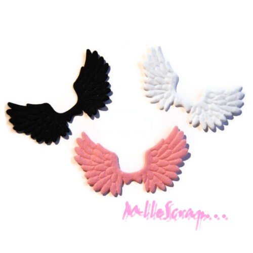 Appliques grandes ailes tissu embellissement scrapbooking carterie couture - 6 pièces