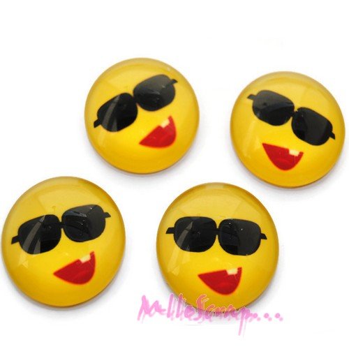 Cabochons en verre expressions embellissement scrapbooking carterie décoration - 4 pièces