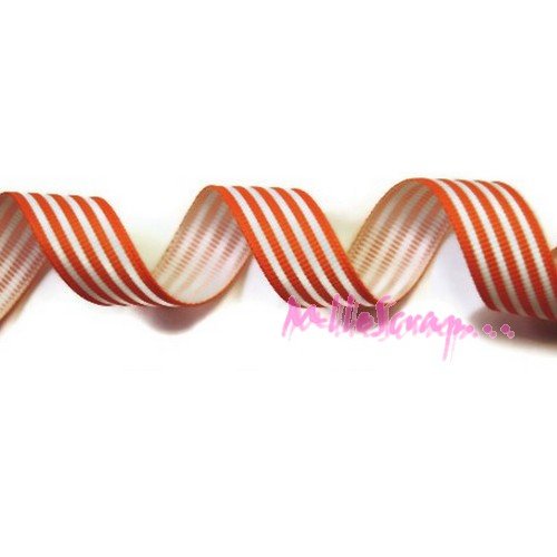 Ruban imprimé gros grain rayé orange blanc embellissement scrapbooking carterie décoration