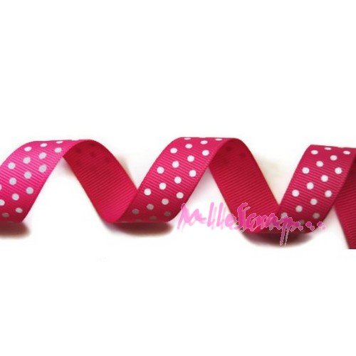 Ruban gros grain rose fushia à pois blancs embellissement scrapbooking carterie couture