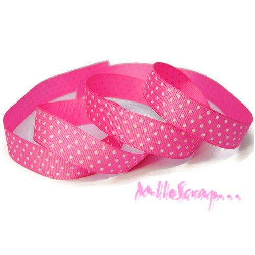 Ruban imprimé "à pois" gros grain rose embellissement scrapbooking carterie couture - 1 mètre