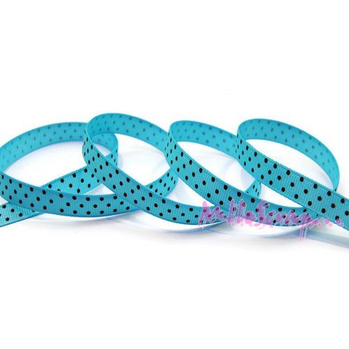 Ruban imprimé à pois tissu bleu clair scrapbooking carterie couture - 1 mètre