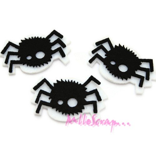 Araignées feutrine embellissement halloween scrapbooking carterie couture bijoux - 3 pièces
