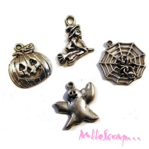 Breloques spéciales halloween embellissement scrapbooking carterie bijoux - 4 pièces