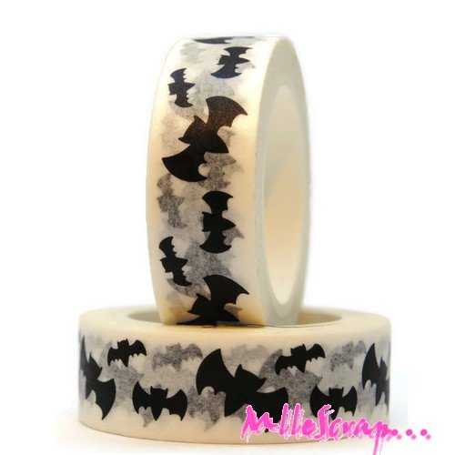 Masking tape chauve-souris halloween embellissement scrapbooking carterie décoration - 10 mètres