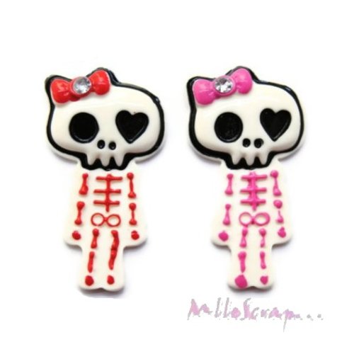 Squelettes résine halloween embellissement scrapbooking carterie bijoux - 2 pièces