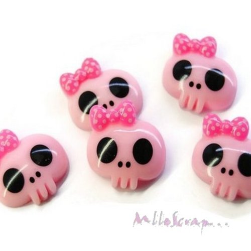Cabochons têtes de mort résine embellissement scrapbooking carterie bijoux - 5 pièces