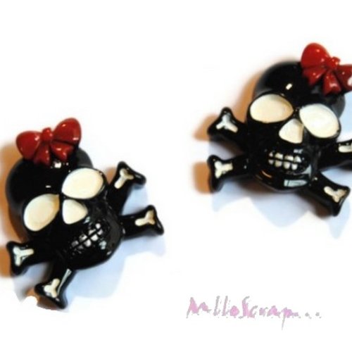 Têtes de mort résine halloween embellissement scrapbooking carterie bijoux - 2 pièces