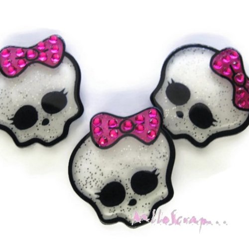 Têtes de mort résine halloween embellissement scrapbooking carterie bijoux - 3 pièces