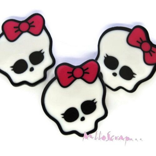 Têtes de mort résine halloween embellissement scrapbooking carterie bijoux - 3 pièces