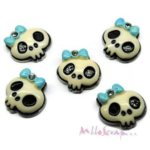 Petites têtes de mort halloween embellissement scrapbooking carterie bijoux - 5 pièces