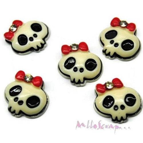 Petites têtes de mort halloween embellissement scrapbooking carterie bijoux - 5 pièces