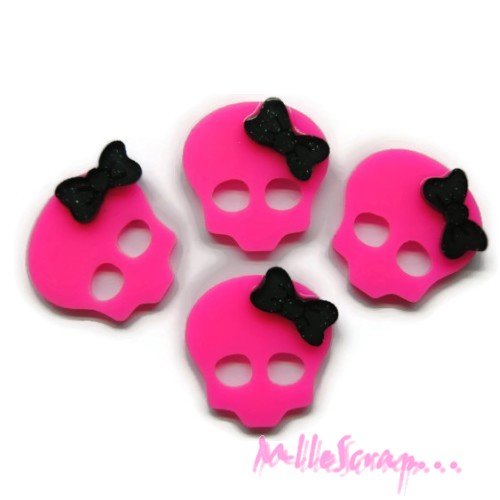 Têtes de mort halloween résine embellissement scrapbooking carte bijoux - 4 pièces