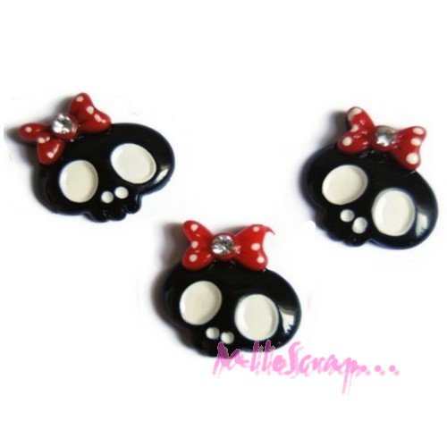 Têtes de mort résine halloween embellissement scrapbooking carterie bijoux - 3 pièces