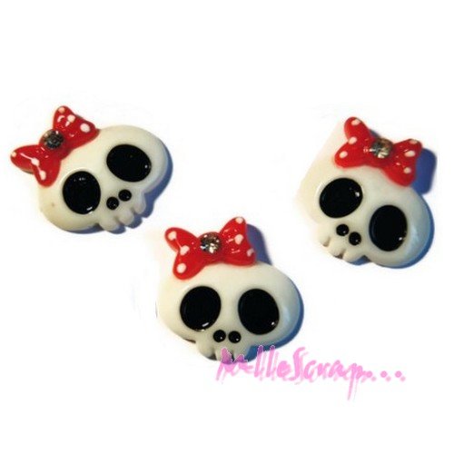 Têtes de mort résine halloween embellissement scrapbooking carterie bijoux - 3 pièces