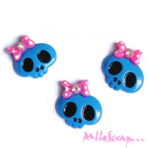 Têtes de mort résine halloween embellissement scrapbooking carterie bijoux - 3 pièces