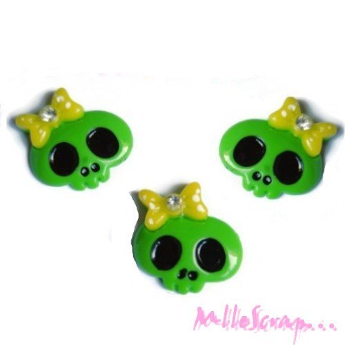 Têtes de mort résine halloween embellissement scrapbooking carterie bijoux - 3 pièces