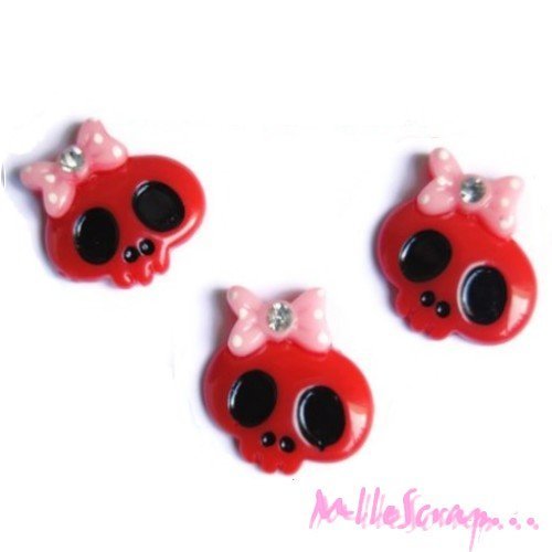 Têtes de mort résine halloween embellissement scrapbooking carterie bijoux - 3 pièces