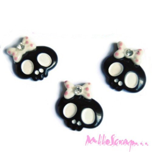 Têtes de mort résine halloween embellissement scrapbooking carterie bijoux - 3 pièces