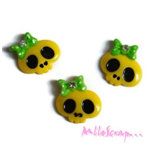 Têtes de mort résine halloween embellissement scrapbooking carterie bijoux - 3 pièces
