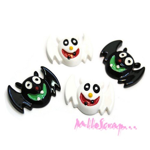 Chauves-souris halloween résine scrapbooking carte bijoux - 4 pièces