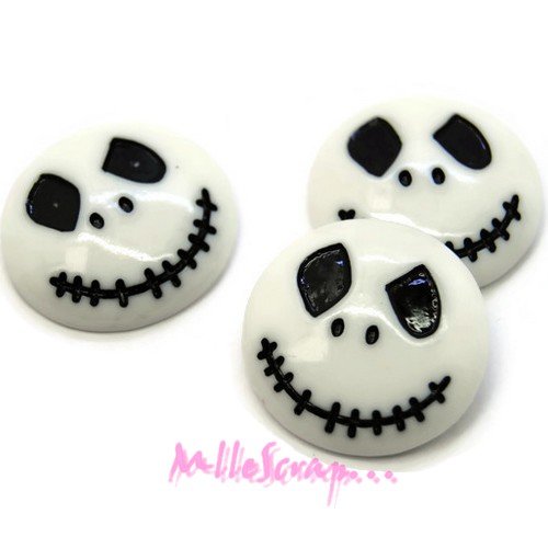 Têtes de squelettes halloween embellissement scrapbooking carterie bijoux - 3 pièces