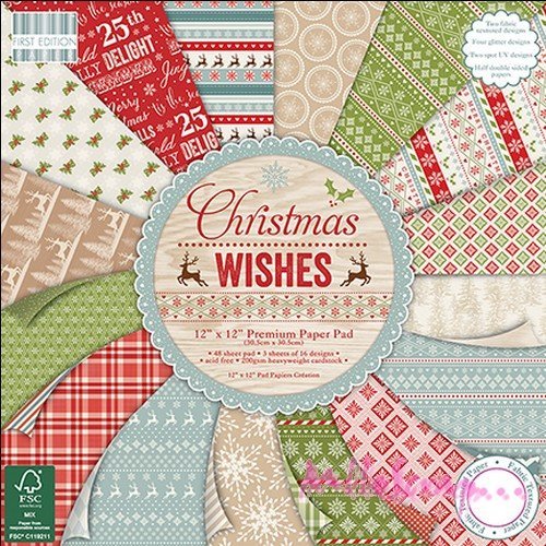 Papiers imprimés 30.5 x 30.5 cm "christmas wishes" papiers noël scrapbooking - 16 feuilles